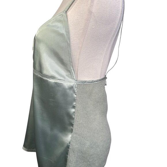 ZARA Sage Green Medium Satin & Knit Reversible Camisole With Tie Back Detail - Picture 11 of 14